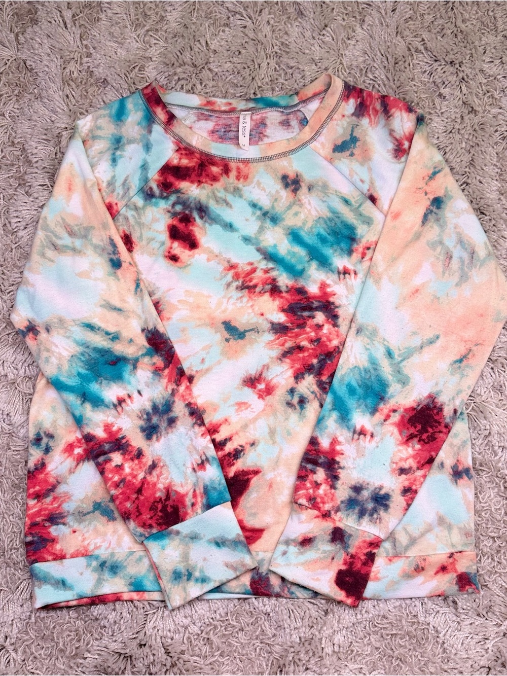 Mia & Tess Floral Sweatshirt Womens M Multicolor Crewneck Raglan Pullover